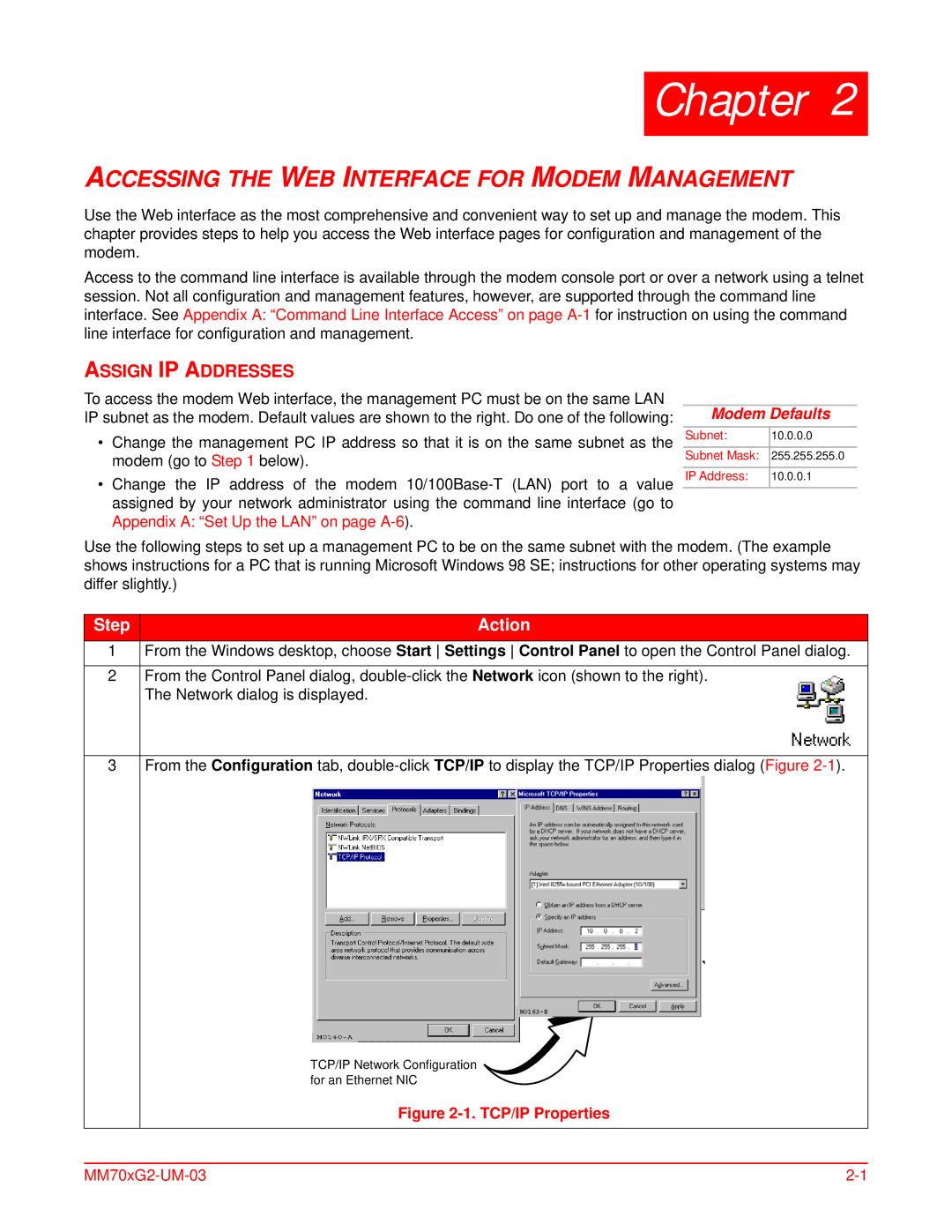 ADC MM701G2, MM702G2 user manual Accessing the WEB Interface for Modem Management, Assign IP Addresses 