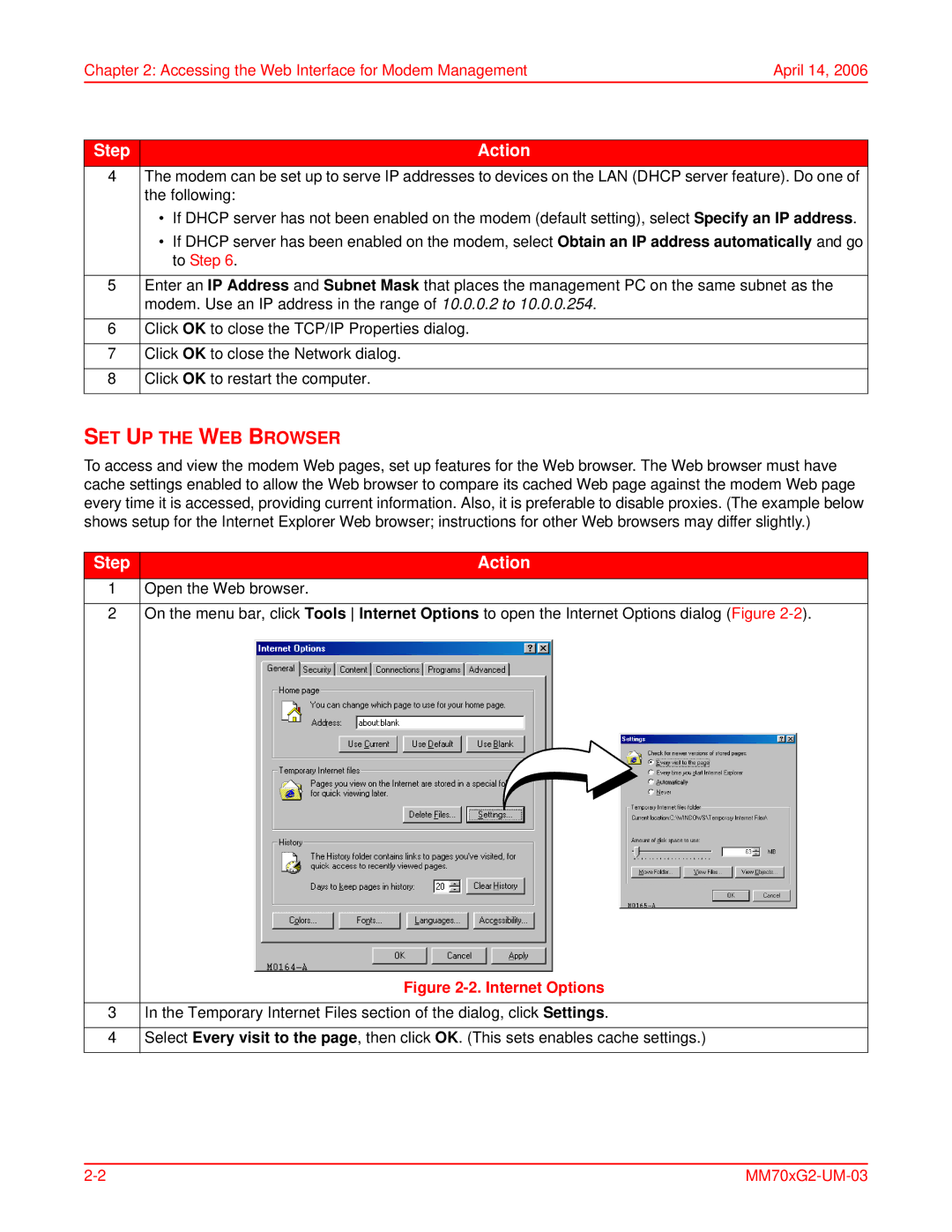 ADC MM702G2, MM701G2 user manual SET UP the WEB Browser, Internet Options 