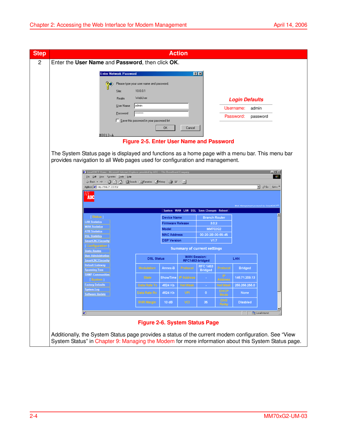 ADC MM702G2, MM701G2 user manual Enter User Name and Password 