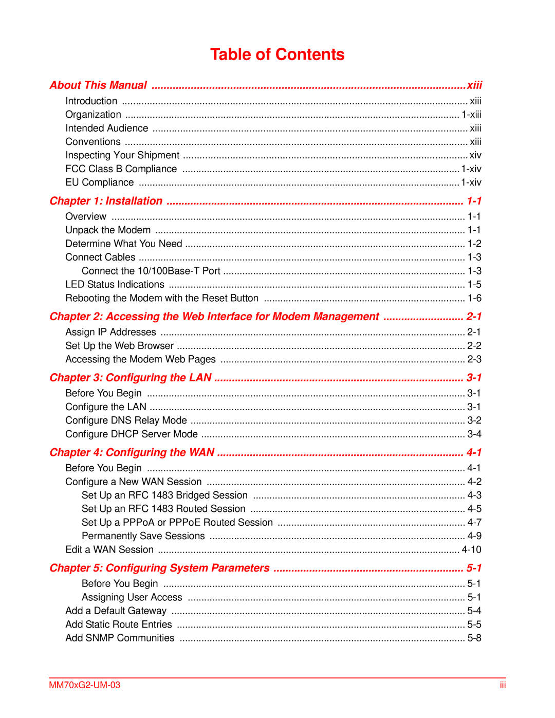 ADC MM701G2, MM702G2 user manual Table of Contents 