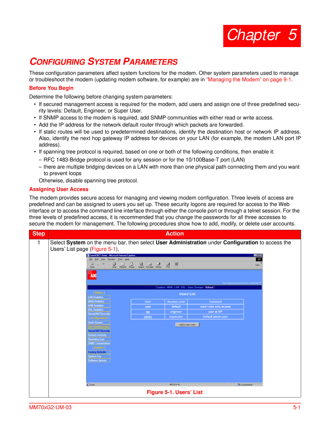 ADC MM701G2, MM702G2 user manual Configuring System Parameters, Before You Begin, Assigning User Access 