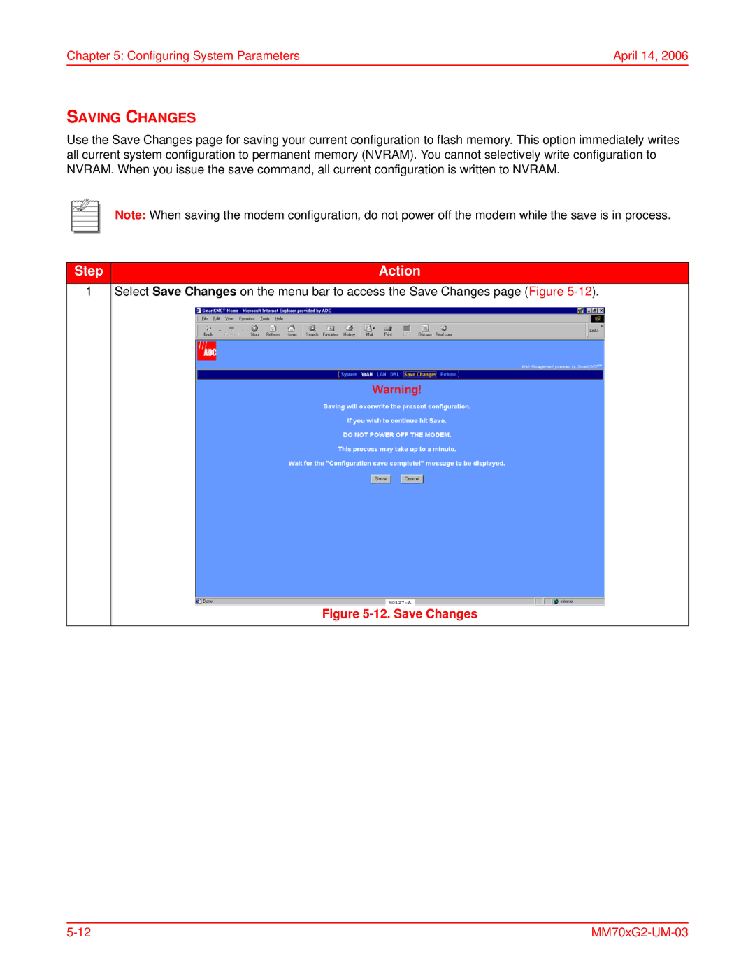 ADC MM702G2, MM701G2 user manual Saving Changes, Save Changes 