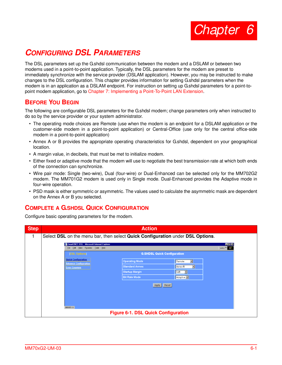 ADC MM701G2, MM702G2 user manual Configuring DSL Parameters, Complete a G.SHDSL Quick Configuration 