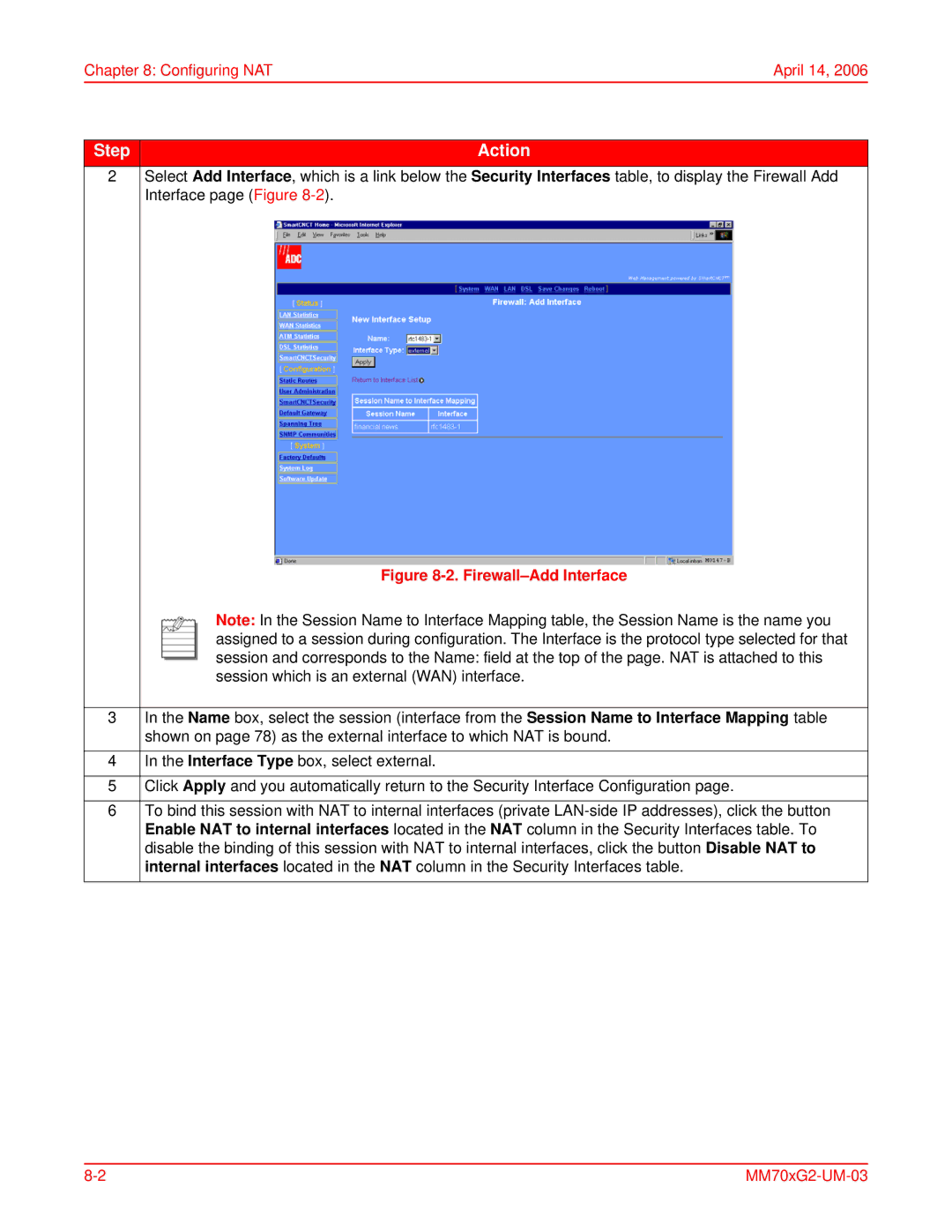 ADC MM702G2, MM701G2 user manual Firewall-Add Interface 