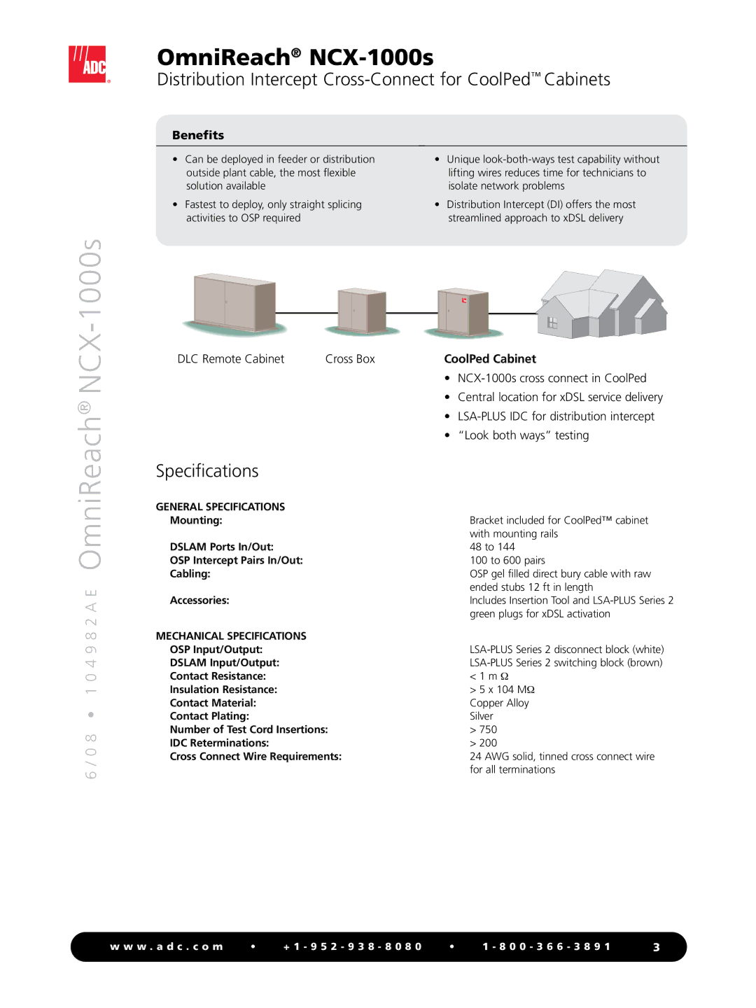 ADC NCX-1000s manual Specifications 