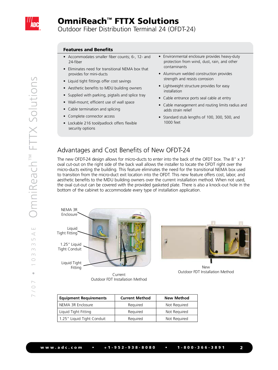 ADC manual Advantages and Cost Benefits of New OFDT-24, Equipment Requirements, New Method 