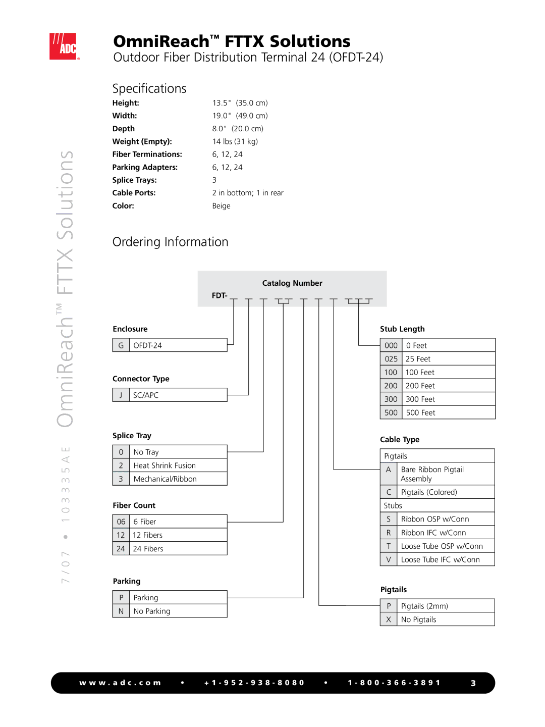 ADC OFDT-24 manual Ordering Information 