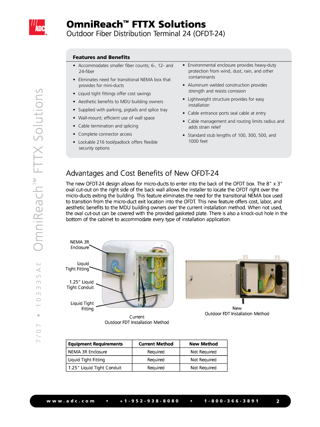 ADC manual FTTX Solutions, Advantages and Cost Benefits of New OFDT-24, 7 / 0 7 1 0 3 3 3 5 A E OmniReach 