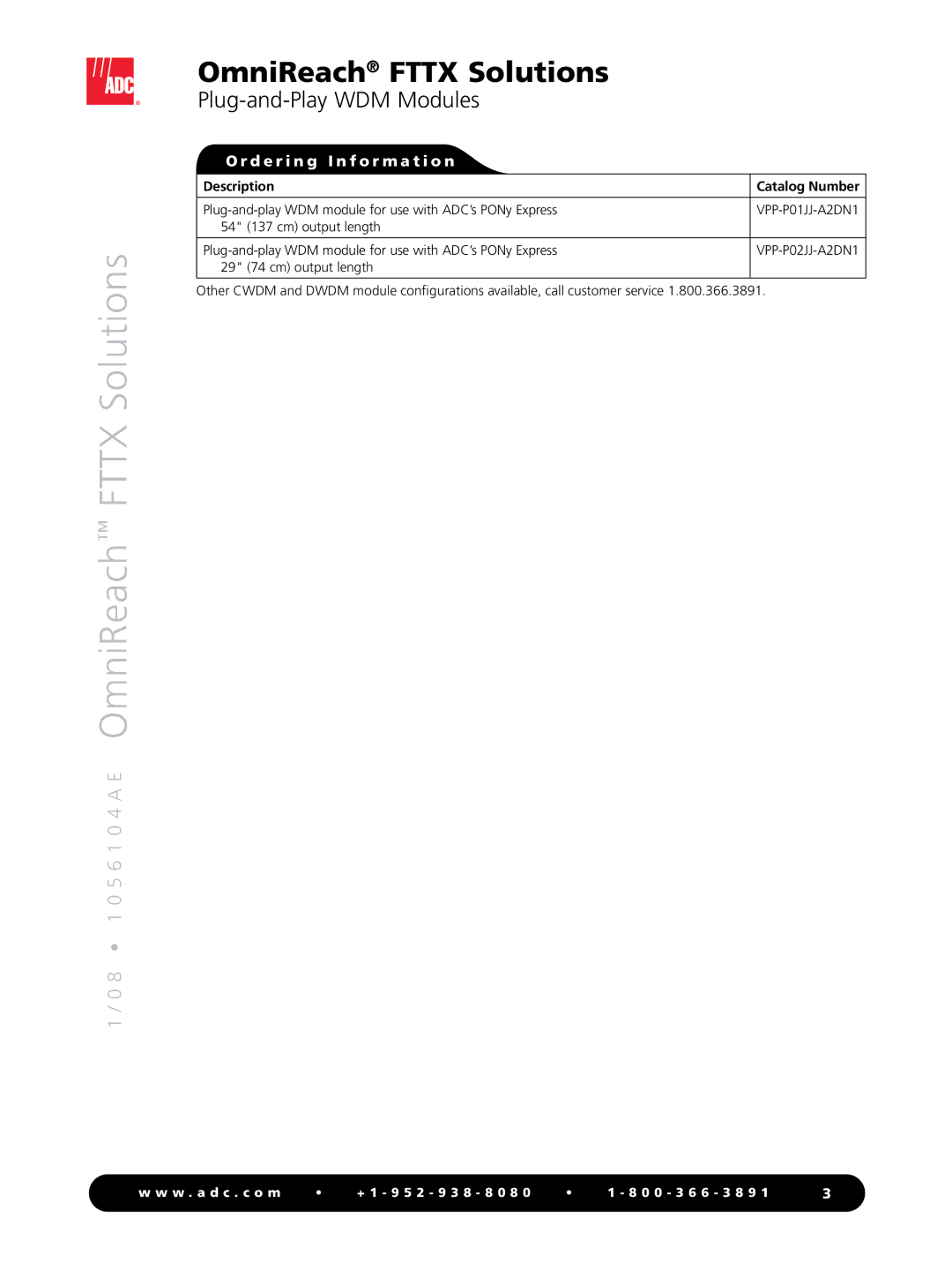 ADC OmniReach manual VPP-P01JJ-A2DN1, VPP-P02JJ-A2DN1 