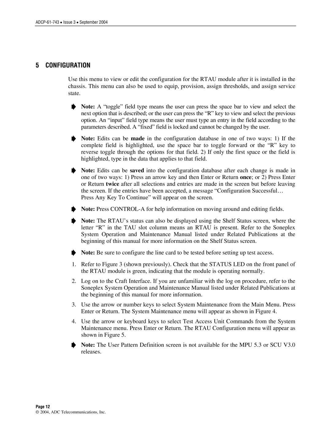 ADC P-61-743 user manual Configuration 