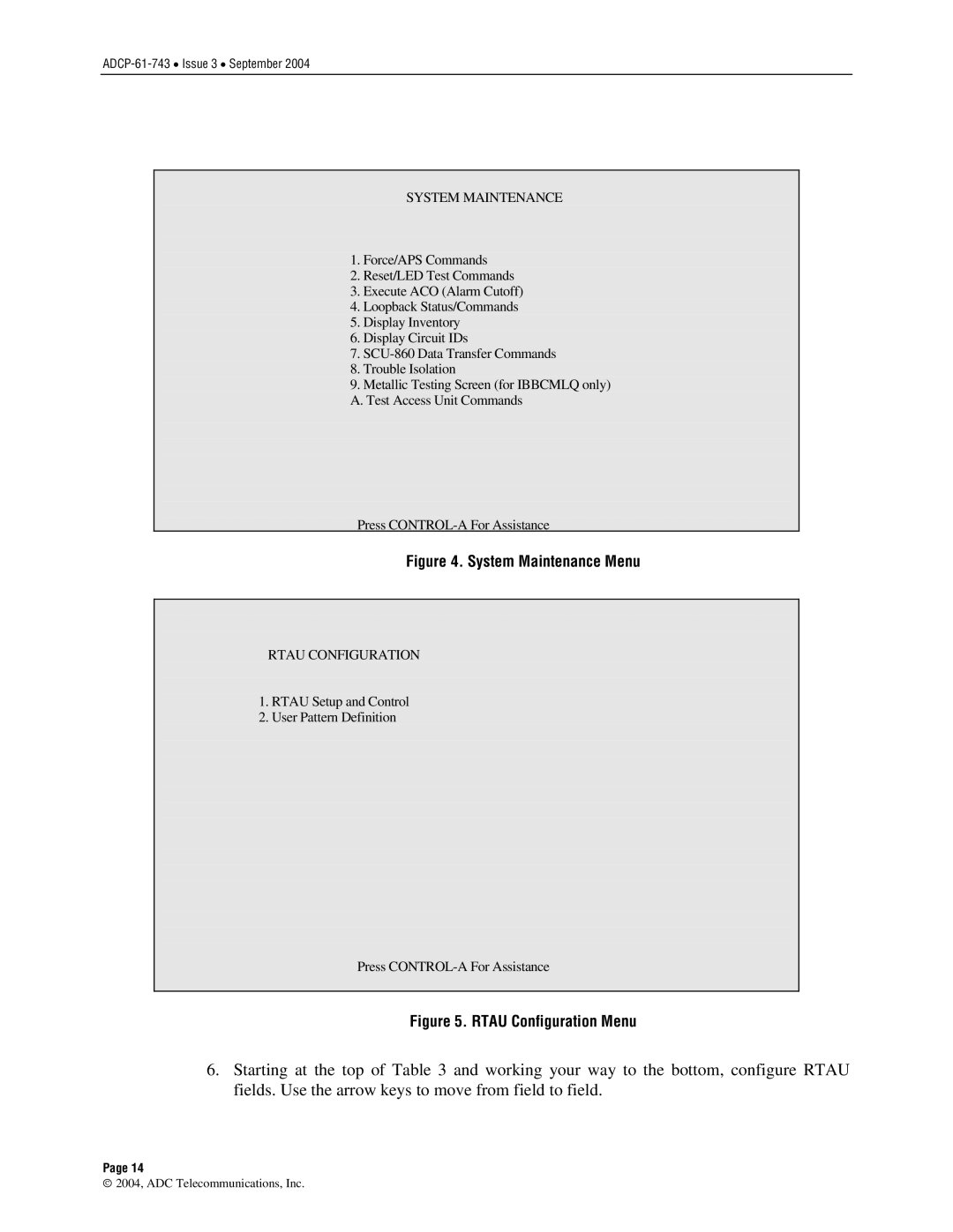 ADC P-61-743 user manual System Maintenance Menu 