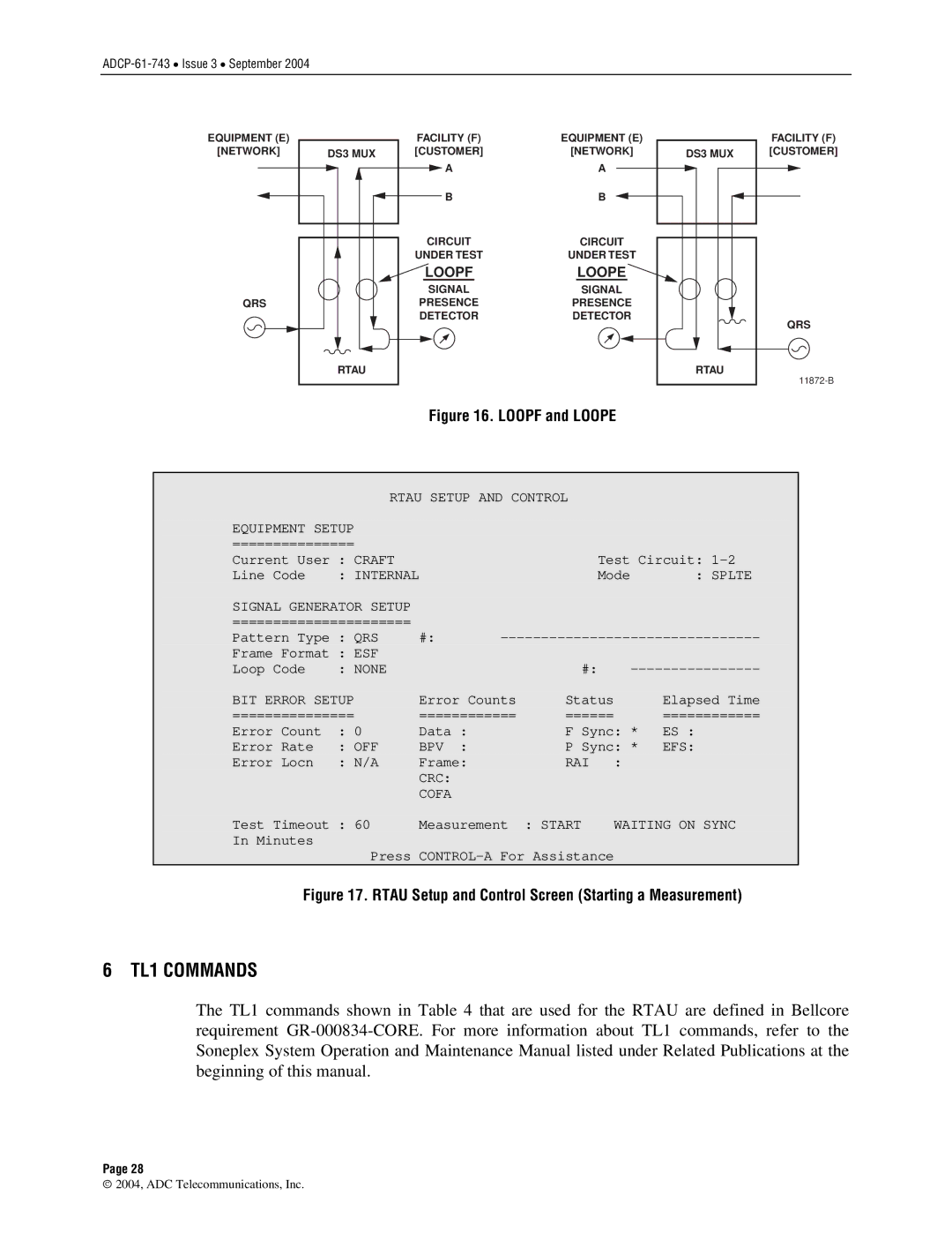 ADC P-61-743 user manual TL1 Commands, Loopf Loope 