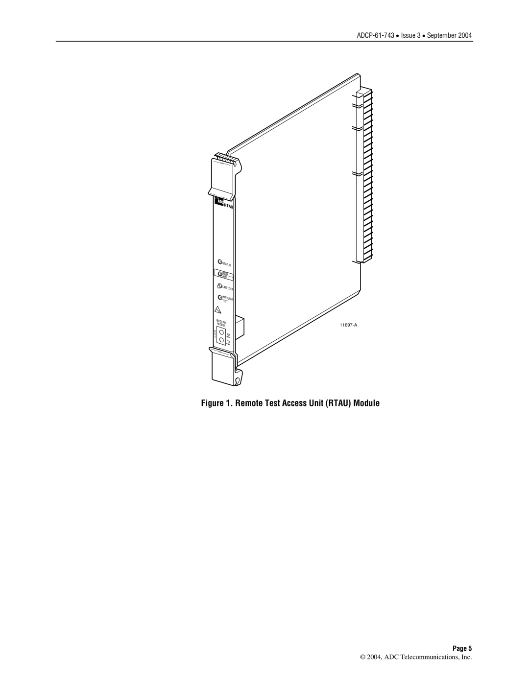 ADC P-61-743 user manual Remote Test Access Unit Rtau Module 