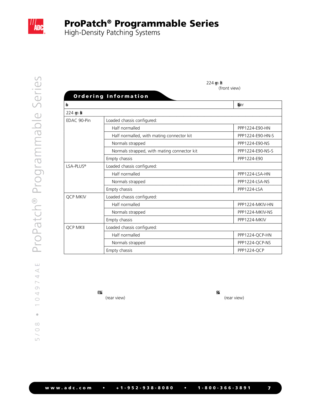 ADC Programmable Series manual Description Catalog Number 2x24 Longframe Panels 