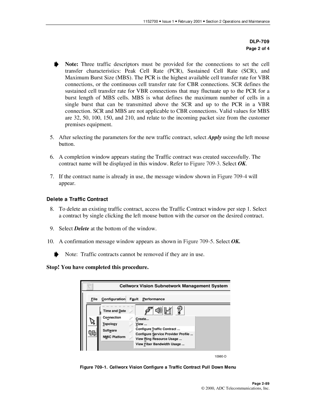 ADC Release 3.1 user manual Delete a Traffic Contract 