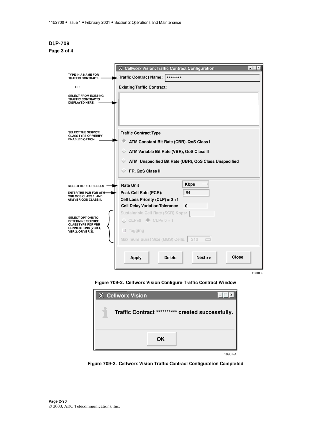 ADC Release 3.1 user manual Cellworx Vision Configure Traffic Contract Window 