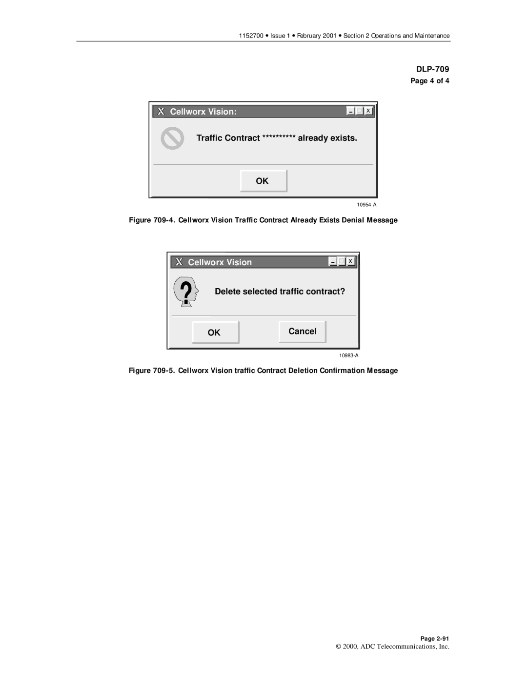 ADC Release 3.1 user manual Traffic Contract ********** already exists, ? Delete selected traffic contract? OKCancel 