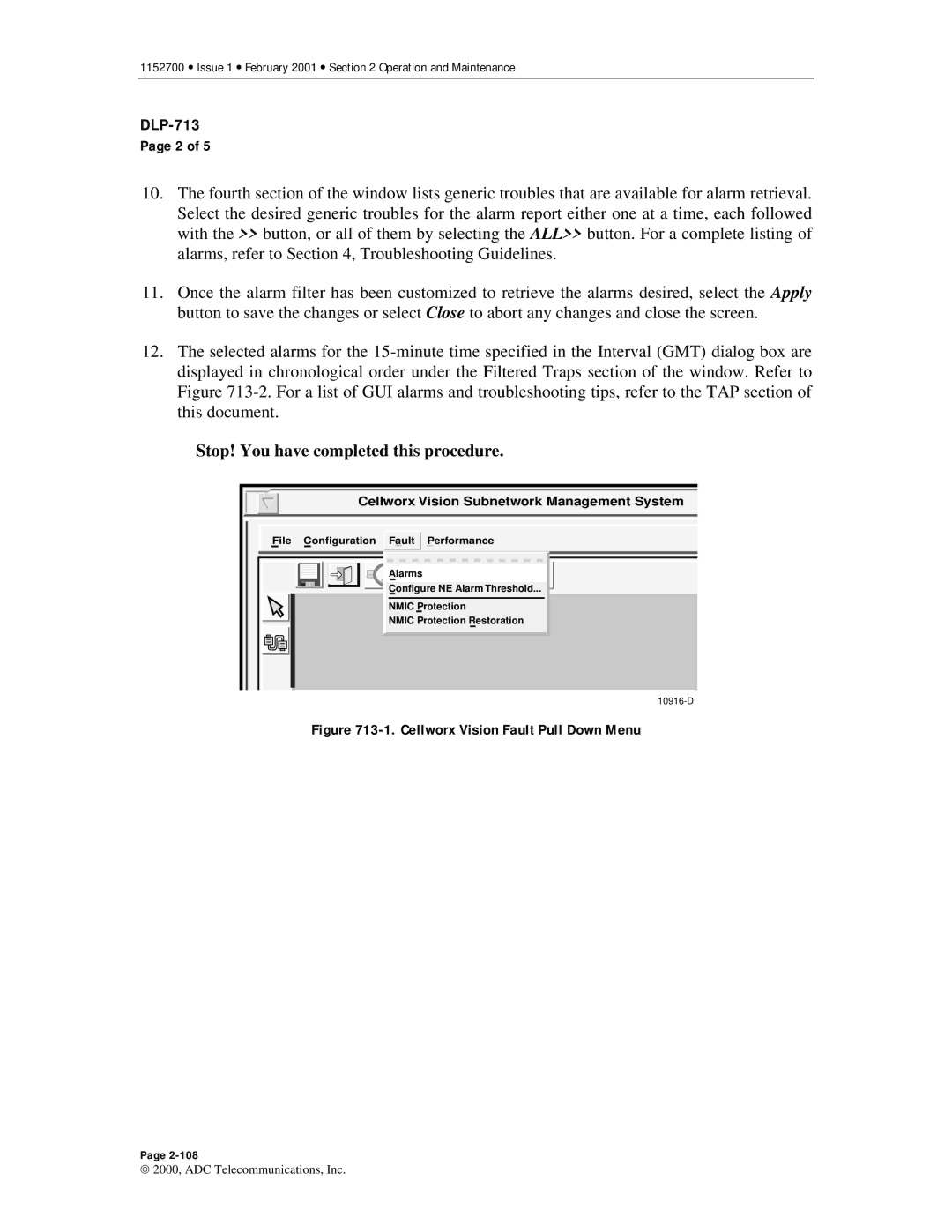 ADC Release 3.1 user manual Cellworx Vision Fault Pull Down Menu 