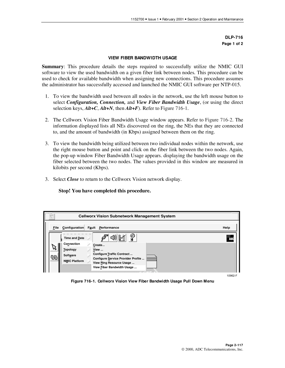 ADC Release 3.1 user manual Cellworx Vision View Fiber Bandwidth Usage Pull Down Menu 