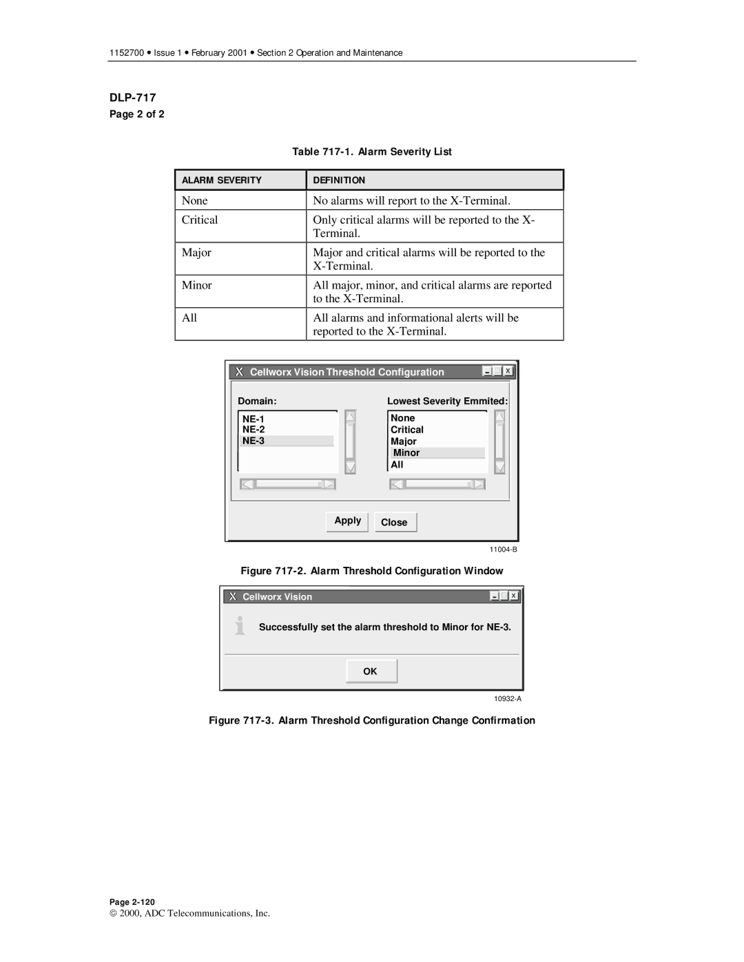 ADC Release 3.1 user manual Alarm Severity List, Alarm Threshold Configuration Window 