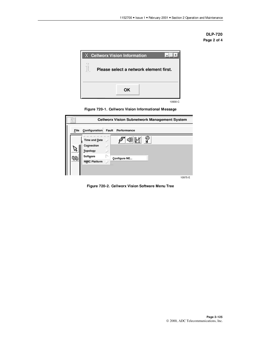 ADC Release 3.1 user manual Please select a network element first, Cellworx Vision Informational Message 