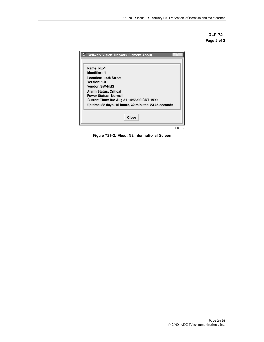 ADC Release 3.1 user manual About NE Informational Screen 