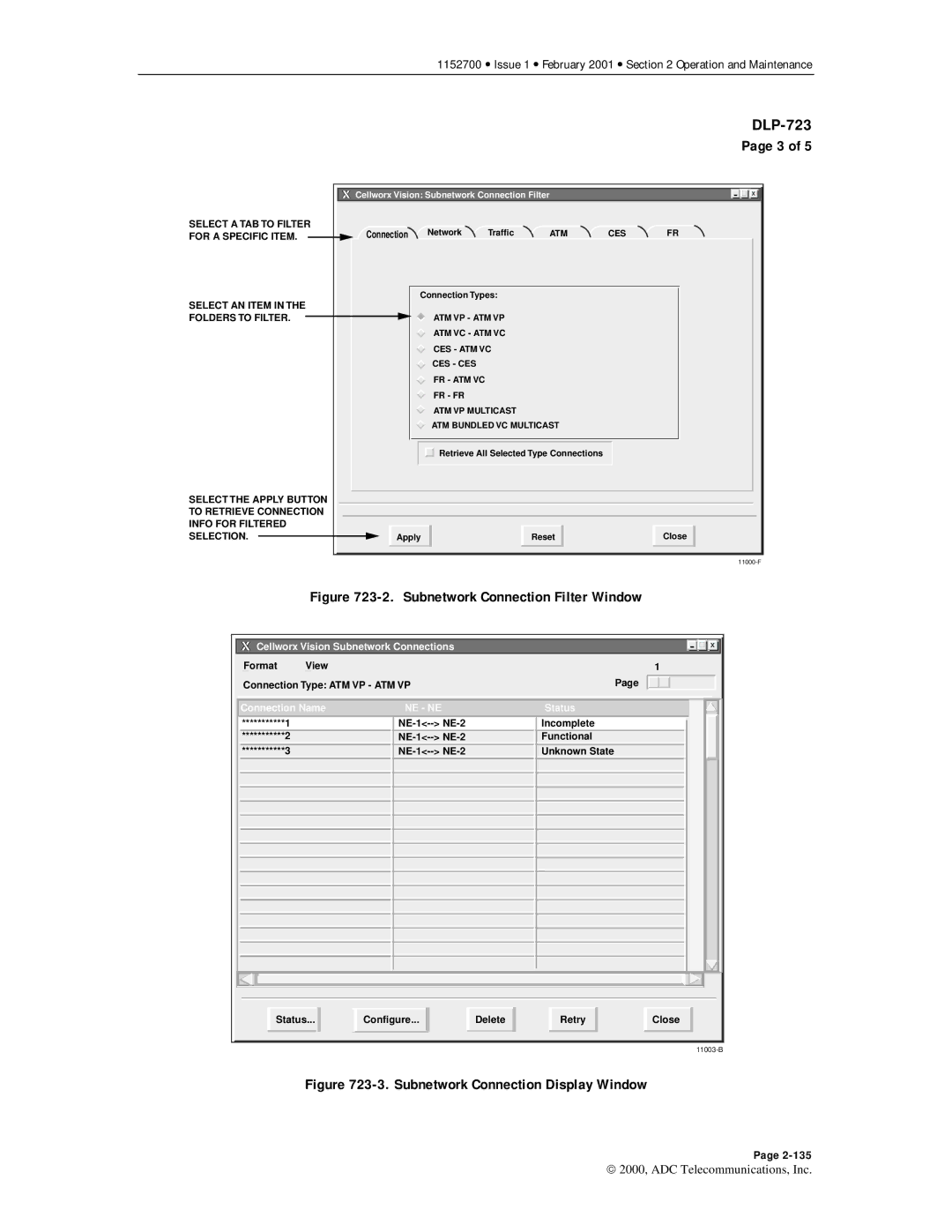 ADC Release 3.1 user manual Subnetwork Connection Filter Window 