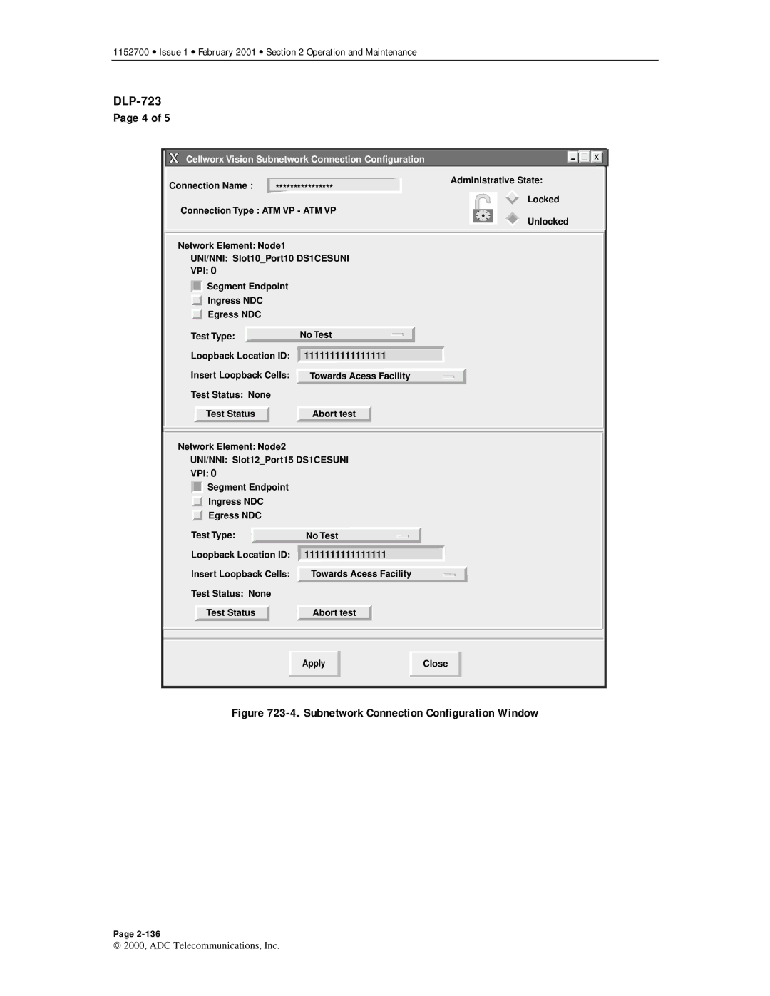 ADC Release 3.1 user manual Subnetwork Connection Configuration Window 