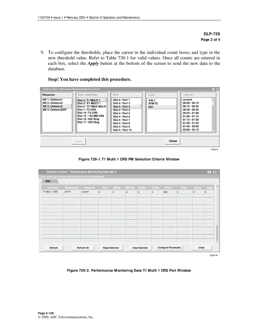 ADC Release 3.1 user manual T1 Multi 1 CRS PM Selection Criteria Window 