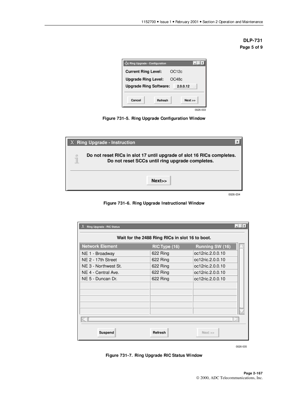 ADC Release 3.1 user manual Ring Upgrade Configuration Window 