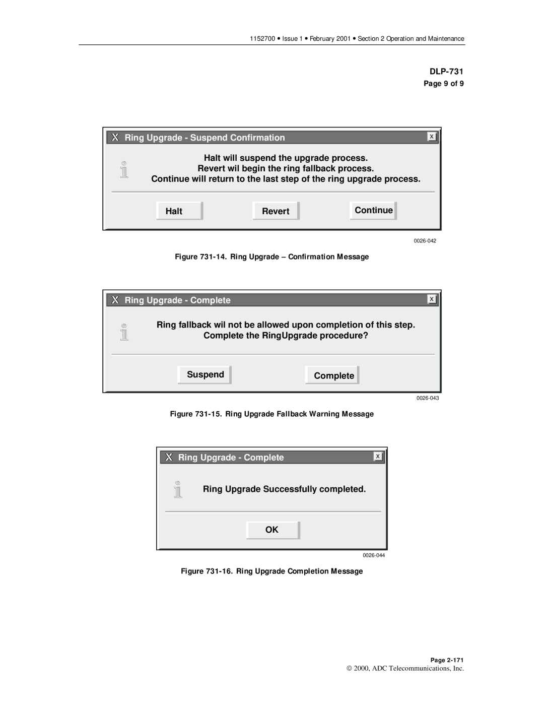 ADC Release 3.1 user manual Ring Upgrade Confirmation Message, Ring Upgrade Successfully completed 