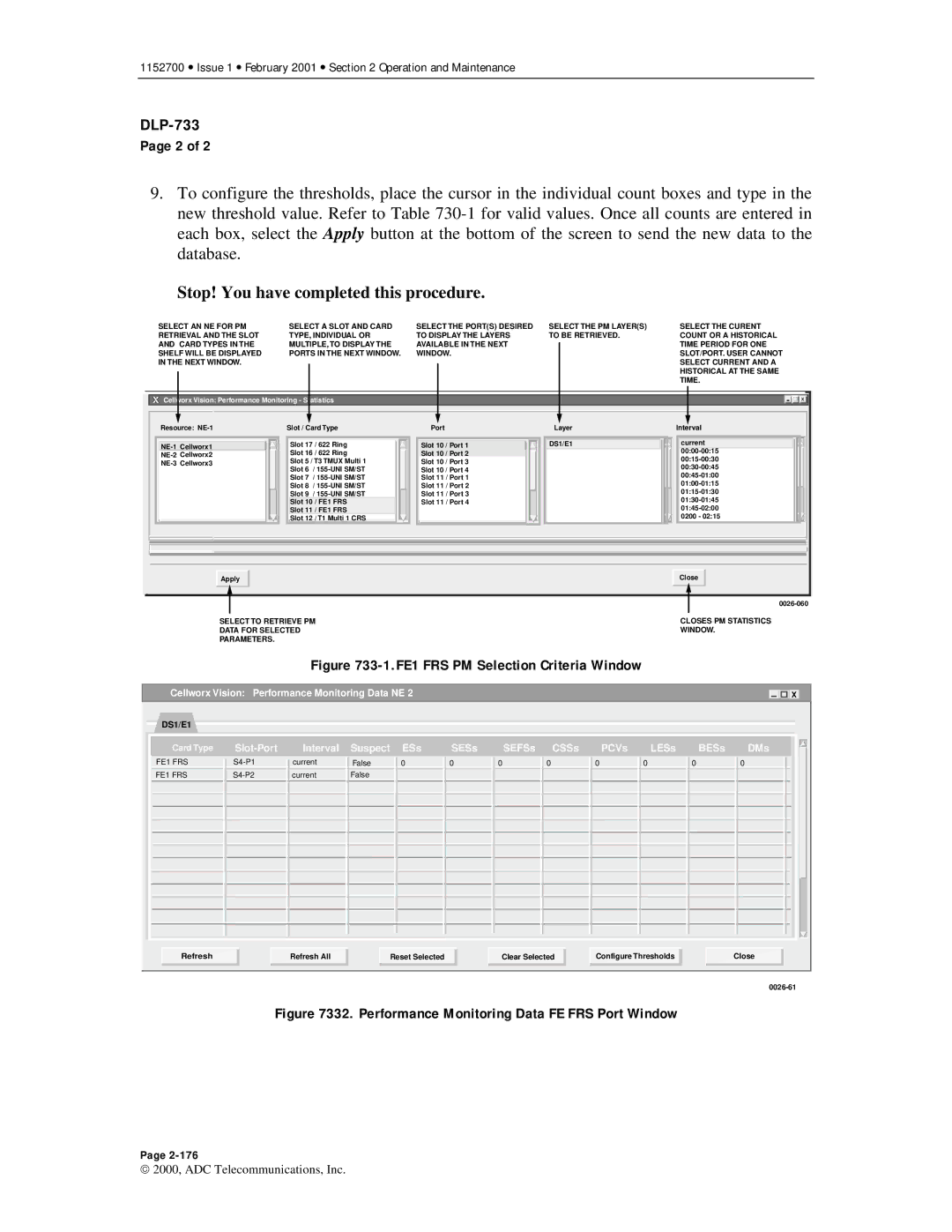 ADC Release 3.1 user manual FE1 FRS PM Selection Criteria Window 