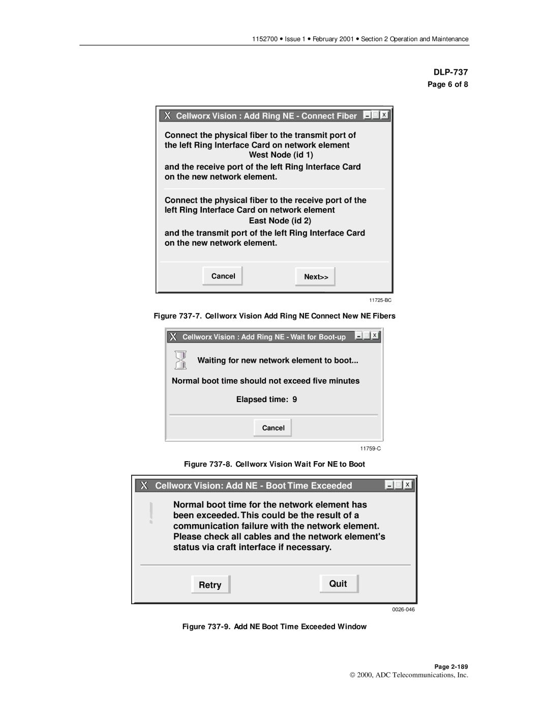 ADC Release 3.1 user manual Cellworx Vision Add NE Boot Time Exceeded 