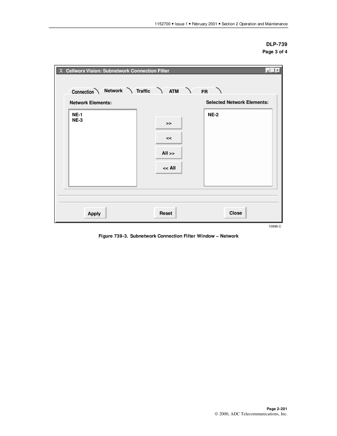 ADC Release 3.1 user manual Subnetwork Connection Filter Window Network 