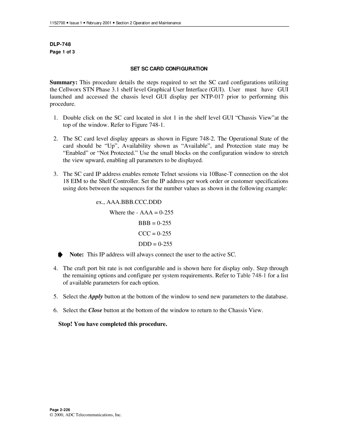 ADC Release 3.1 user manual SET SC Card Configuration 