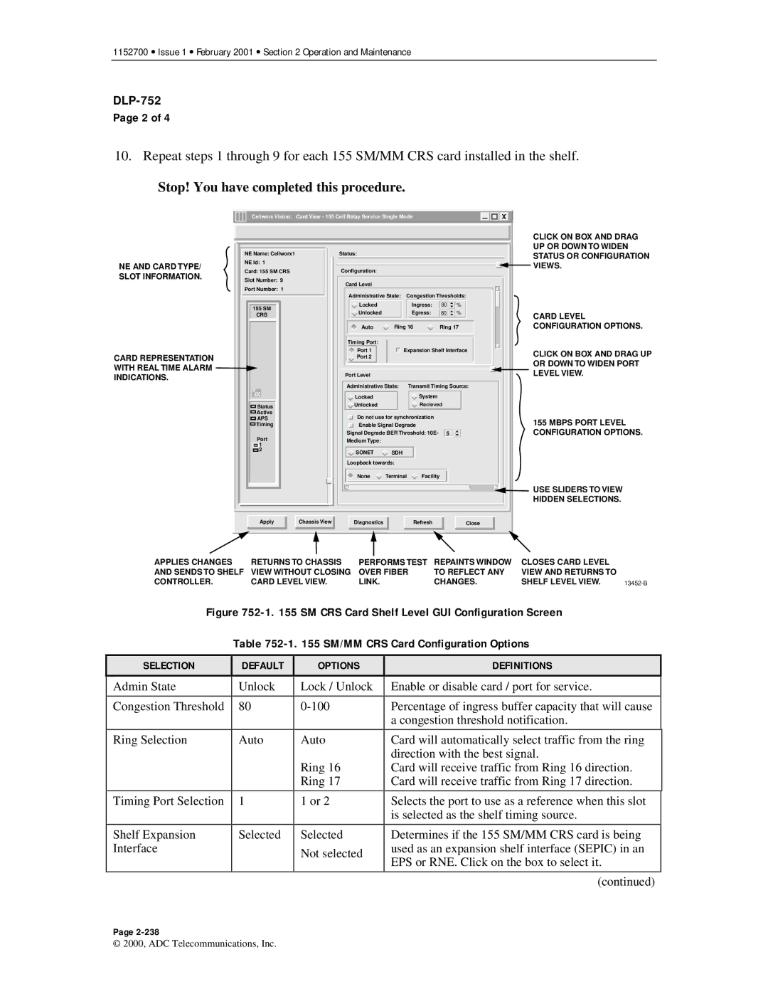 ADC Release 3.1 user manual Selection Default Options Definitions 