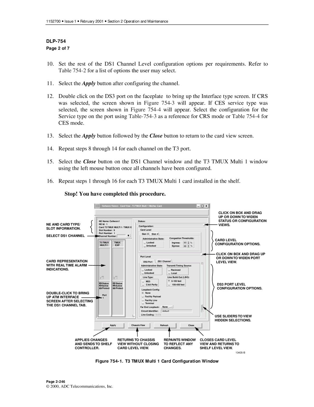 ADC Release 3.1 user manual T3 Tmux Multi 1 Card Configuration Window 