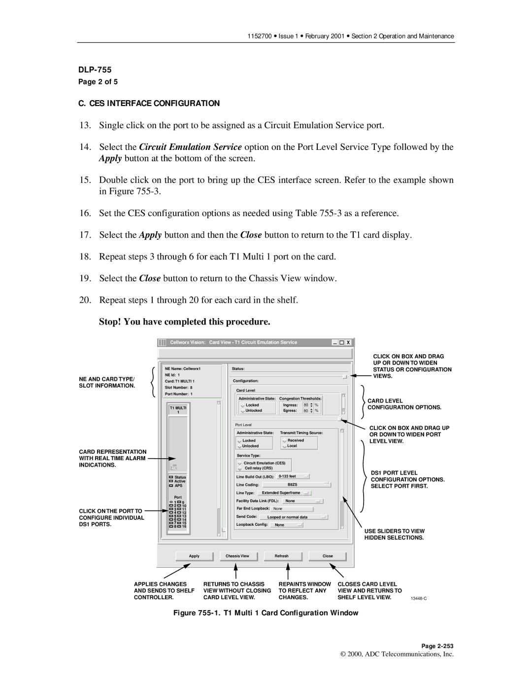 ADC Release 3.1 user manual T1 Multi 1 Card Configuration Window 