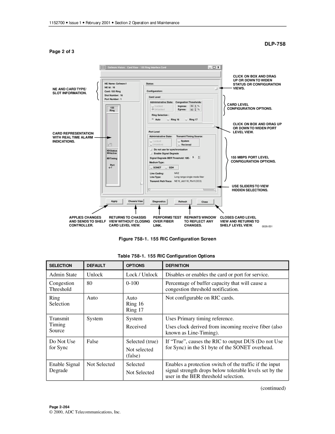 ADC Release 3.1 user manual RIC Configuration Screen RIC Configuration Options 