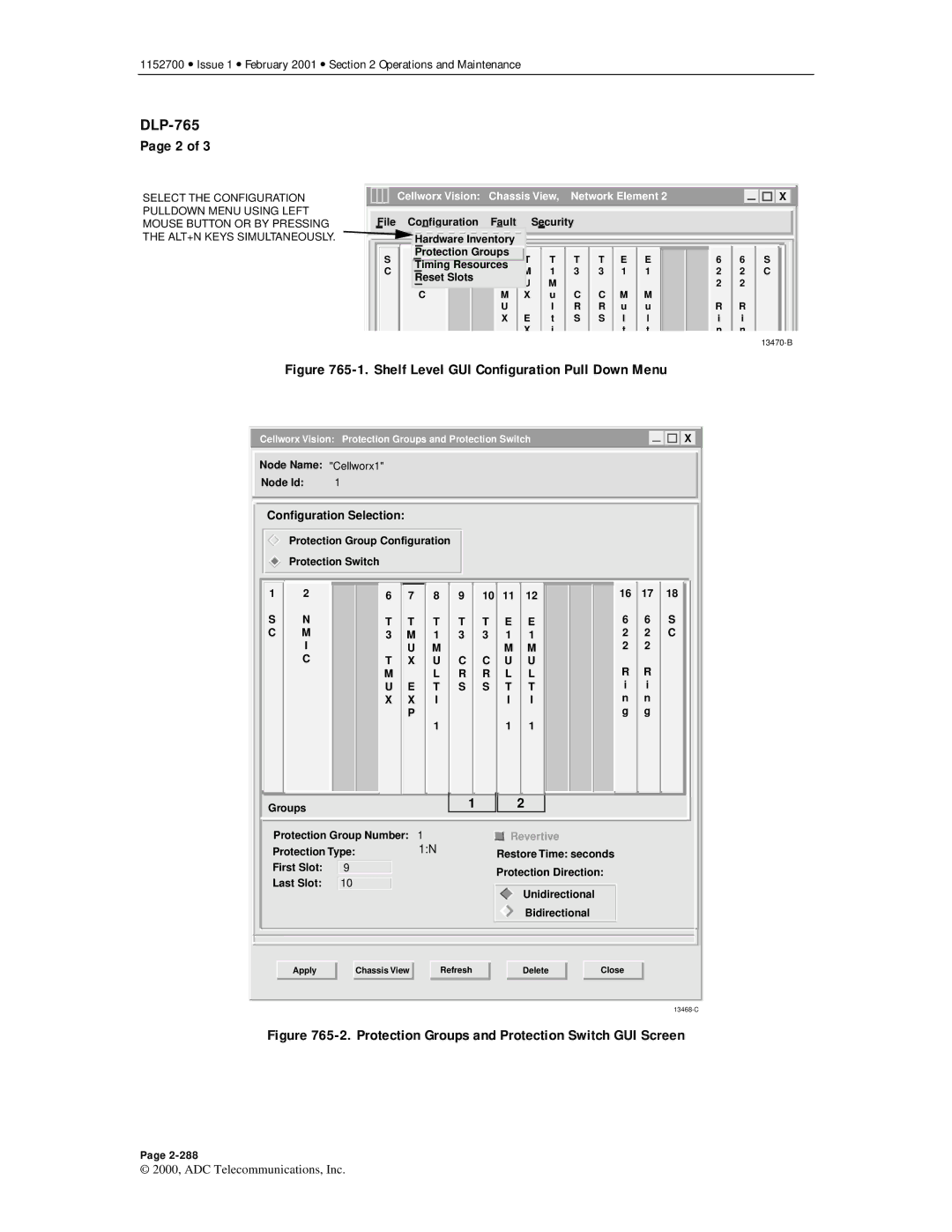 ADC Release 3.1 user manual Protection Groups and Protection Switch GUI Screen 