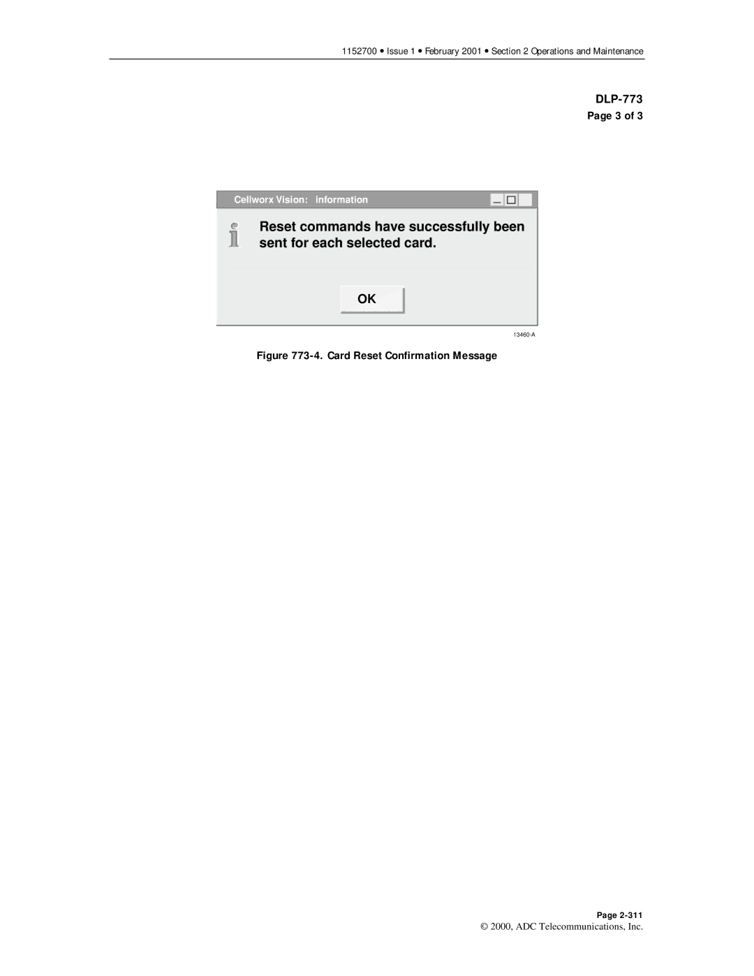 ADC Release 3.1 user manual Card Reset Confirmation Message 