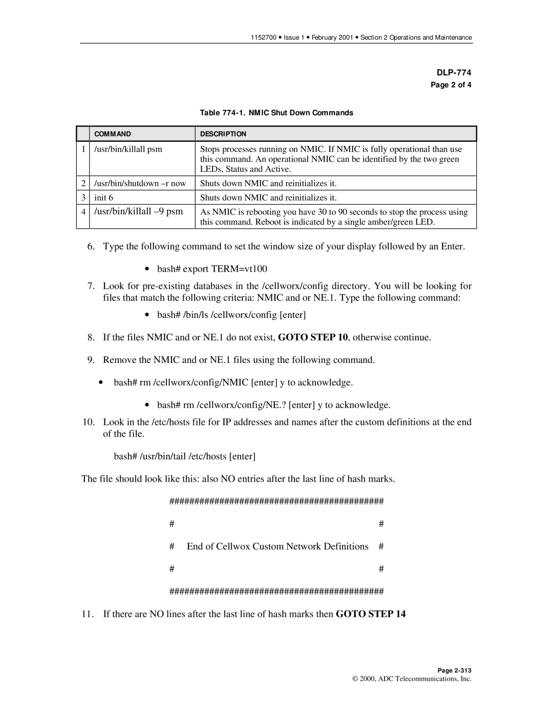 ADC Release 3.1 user manual Nmic Shut Down Commands 