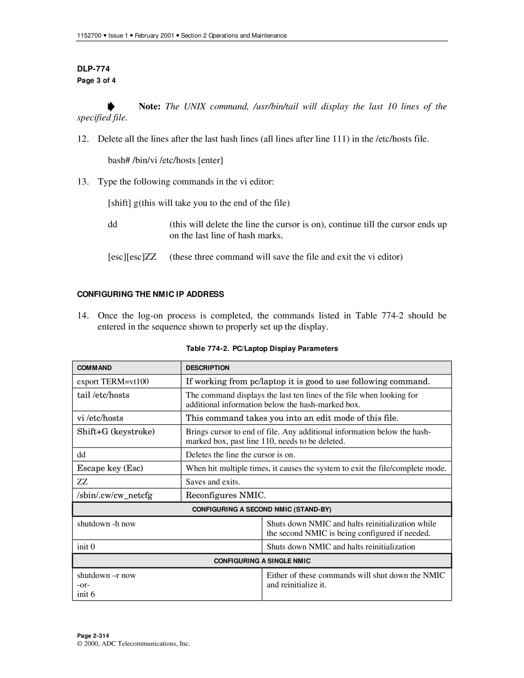 ADC Release 3.1 user manual Configuring the Nmic IP Address, PC/Laptop Display Parameters 