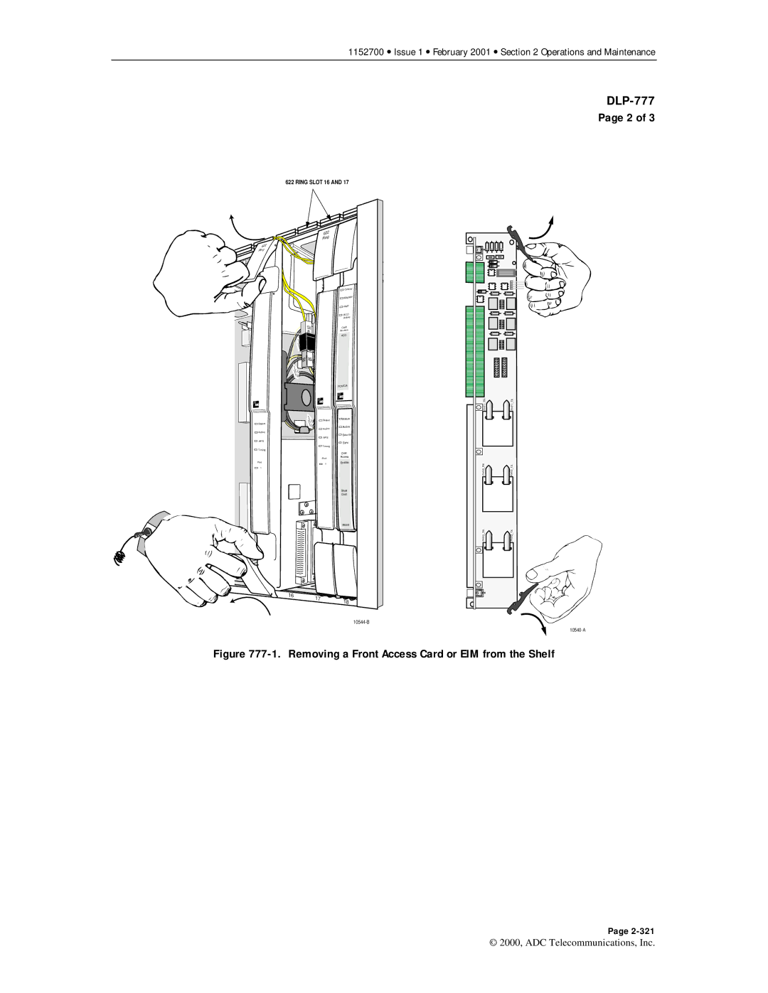 ADC Release 3.1 user manual Removing a Front Access Card or EIM from the Shelf 