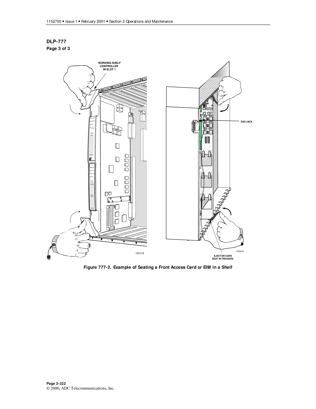 ADC Release 3.1 user manual Example of Seating a Front Access Card or EIM in a Shelf 