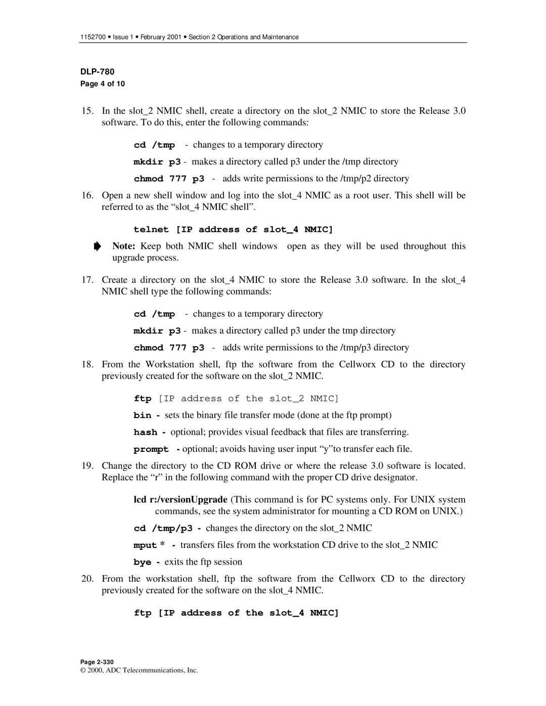 ADC Release 3.1 user manual Ftp IP address of the slot4 Nmic 