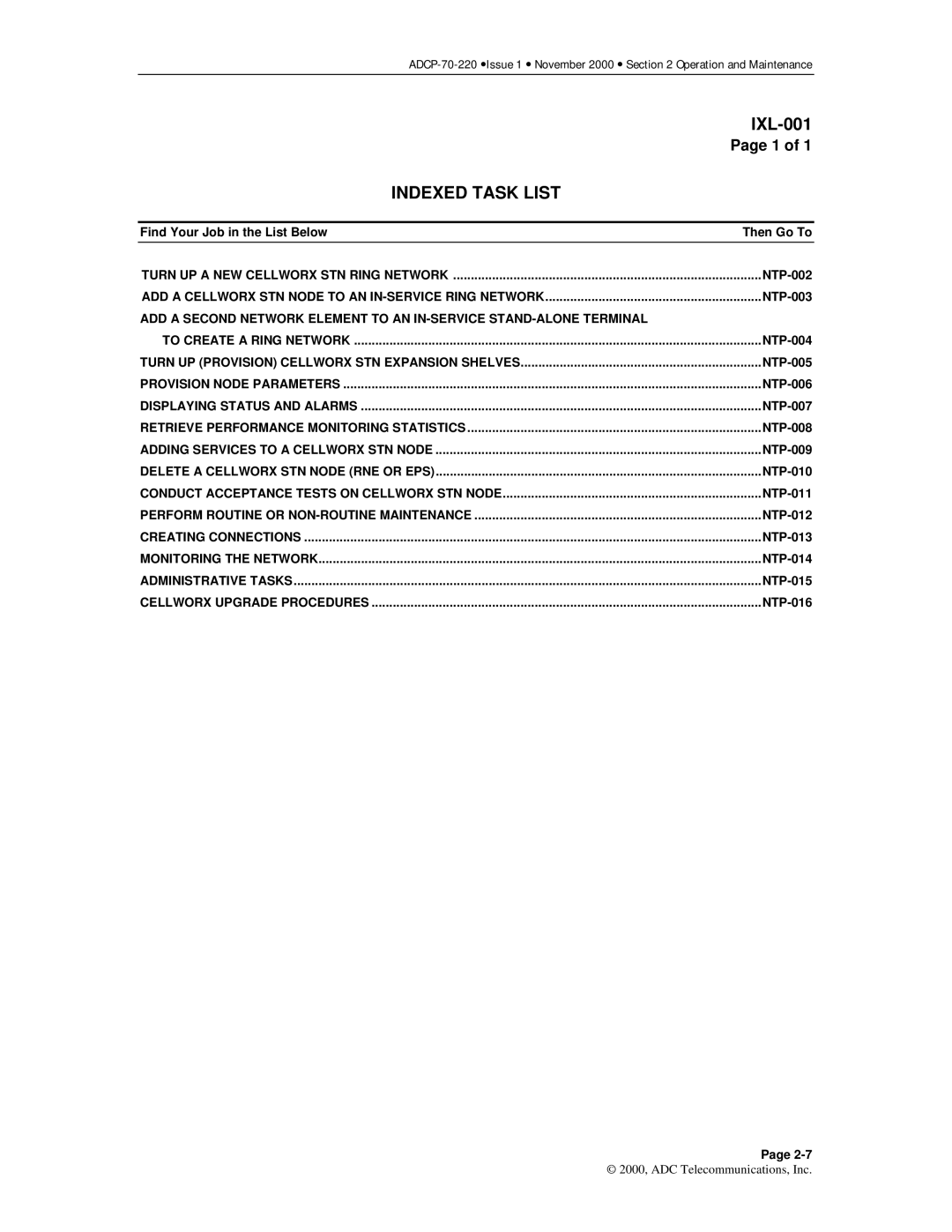 ADC Release 3.1 user manual Indexed Task List, Delete a Cellworx STN Node RNE or EPS 