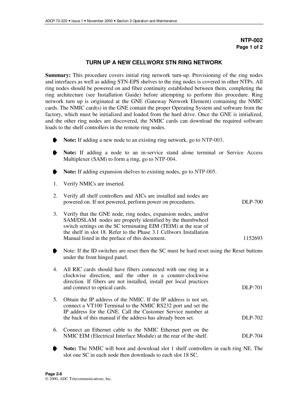 ADC Release 3.1 user manual Turn UP a NEW Cellworx STN Ring Network 