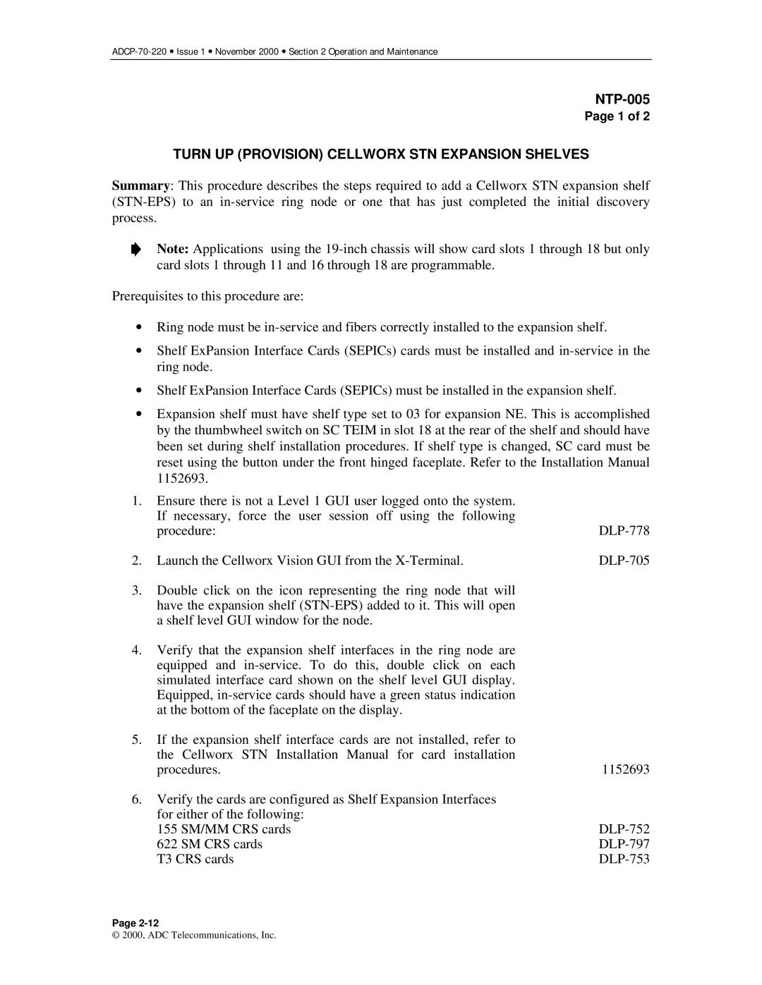 ADC Release 3.1 user manual Turn UP Provision Cellworx STN Expansion Shelves 