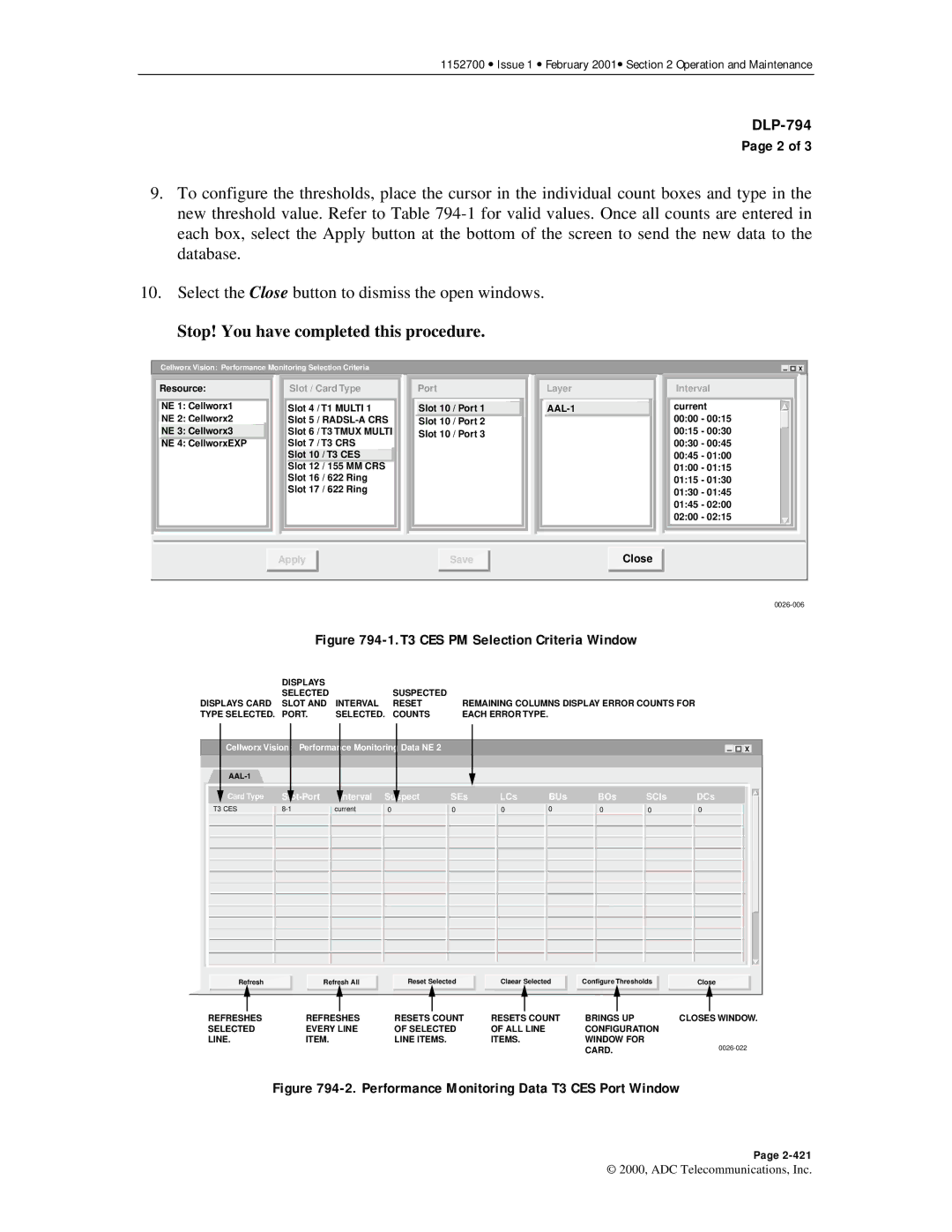 ADC Release 3.1 user manual T3 CES PM Selection Criteria Window 